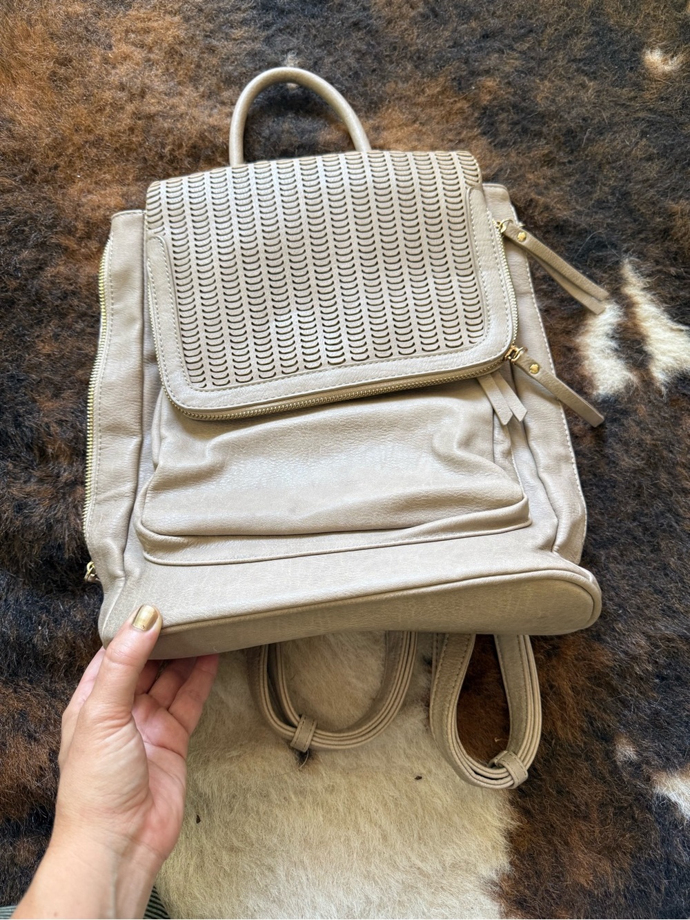 NWOT Elegant Beige Backpack